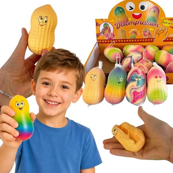 Žemės riešuto Squishy antistresinis žaislas- spalvotas
